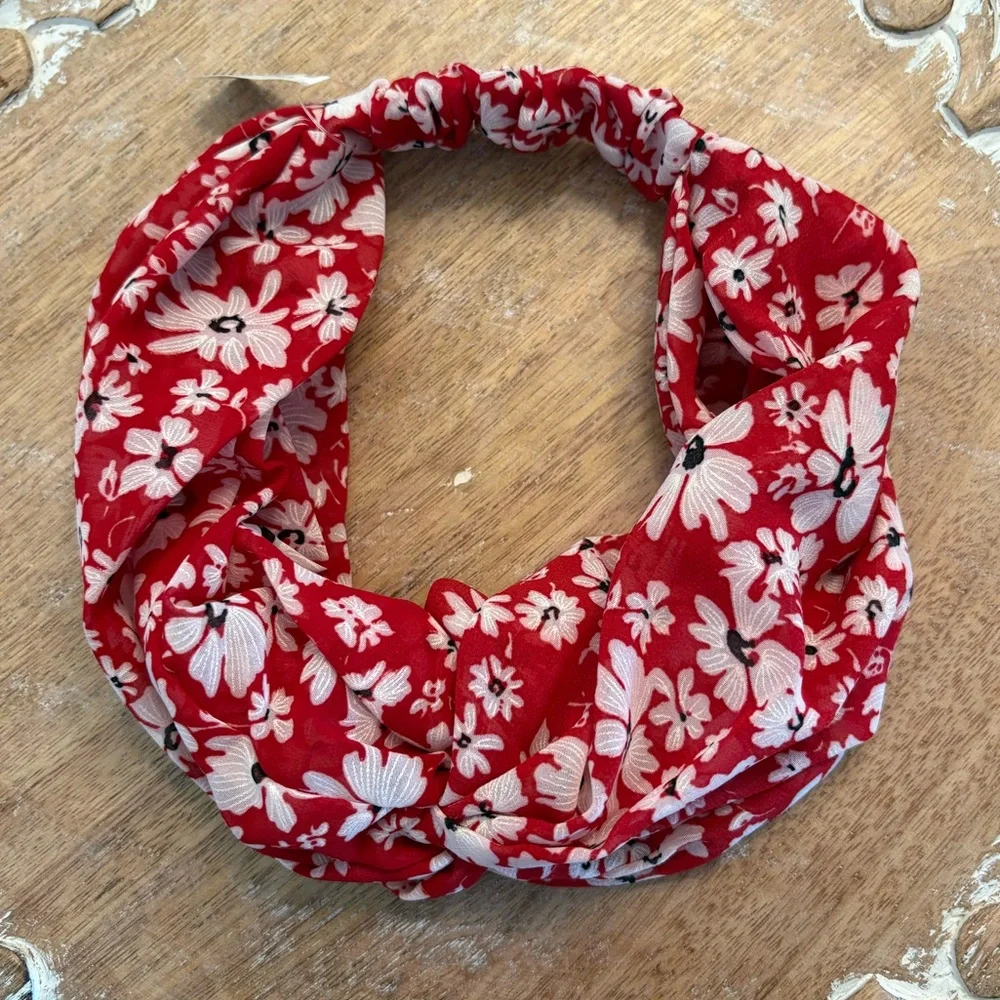 Anthropologie Headband in Red Floral Motif. Brand new!